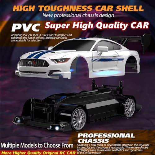 RC Drift Car, 1/24 Scale Mini RC Drift Car, 2.4GHz Remote Control Cars, Four Wheel Drive High Speed Racing with LED Lights, Equipped with Racing Tires and 2 Rechargeable Batteries (8603-Orange) - style: 8603-Orange