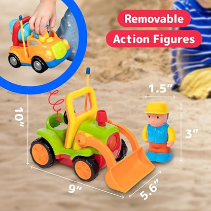 PREXTEX 2 Pack Remote Control Cars for 3-5 Year Old Boys - Truck and Tractor Toddler Toys with Easy Controllers - Sound and Light Play Features - Fun Birthday Gift Toy for Kids - style: Truck/Tractor