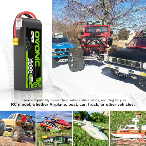 OVONIC 4S LiPo Battery 6500mAh 14.8V 130C RC Battery with XT60 to TRA Connector