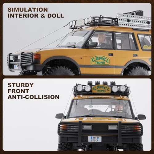 FMS 1/10 FCX10 Land Rover Camel Trophy Edition RC Crawler, Hobby RC Rock Crawler with Lighting System, 4-Link Suspension for Adults, RS (Defender 110 V2) - color: Defender