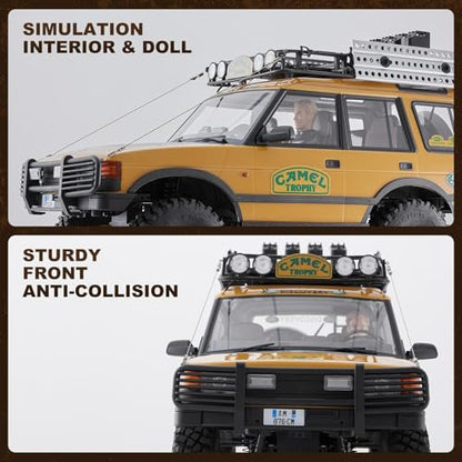 FMS 1/10 FCX10 Land Rover Camel Trophy Edition RC Crawler, Hobby RC Rock Crawler with Lighting System, 4-Link Suspension for Adults, RS (Defender 110 V2) - color: Defender