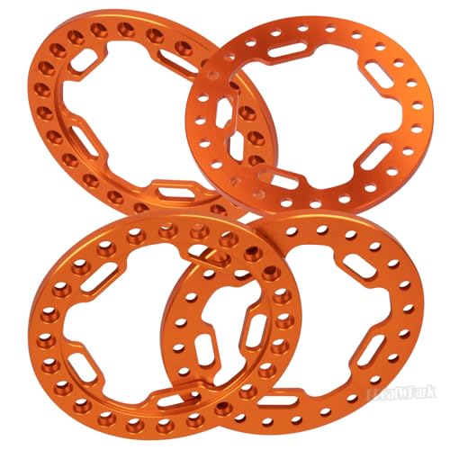 Metal 1.9 Beadlock Wheels Replacement Ring for 1/10 TRX4 SCX10 90046 90047 Crawler RC Car,4Pcs RC 1.9 Beadlock Wheels Replacement Ring,Orange - color: Orange - (Beadlock Ring)