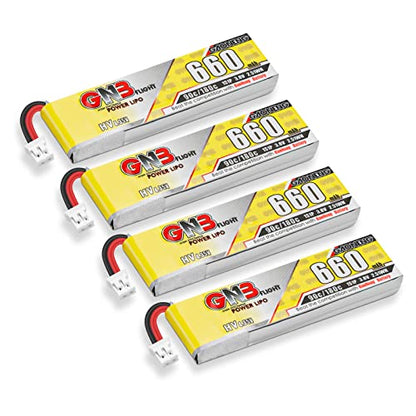 4PCS 660mAh 1S LiPo Battery 3.8V JST-PH2.0 Connector for Mobula7 75mm Drone | Crazepony 3.8V LiHV Batteries 90C/180C for Eachines Trashcan Emax Tinyhawk Freestyle II Snapper7 Mobula7 75mm Micro FPV Racin