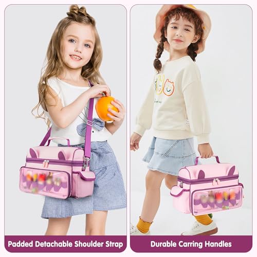 Carrying Case Compatible with Toniebox 2 & 1 Starter Set & Tonies Figures | Cute Storage Bag Fits for Tonies Characters,Headphones&Accessories, Travel Case with Clear Pocket&Speaker Window,Pink&Purple - color: Pink&Purple