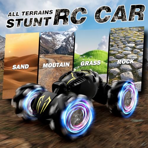 Remote Control Car for Boys 8-12, 4WD Gesture Sensing RC Stunt Car 2.4Ghz with Lights Music Sprayer RC Cars for Boys Age 4-7 8-12 Hand-Controlled Cars Toys Birthday Gifts for Kids Girls Black - color: Black