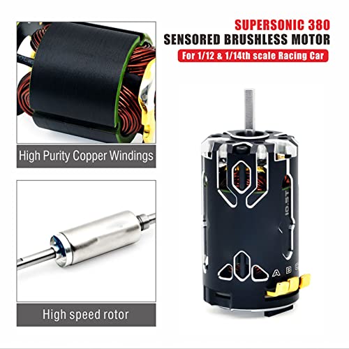 Sensored Brushless Motor, 10.5T Sensored Motor High Efficiency 380 V2S 250W RC Motor for 1/12 and 1/14 Scale Remote Control Car