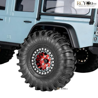 RC 1.3 Beadlock Wheel Tires&Aluminum Wheel Rim for 1/24 SCX24 FCX24,1/18 TRX4M RC Crawler Car,1.3 Beadlock Wheels and Tires/Wheels Tire,Red (4PCS) - color: Red- (Wheel Tires)