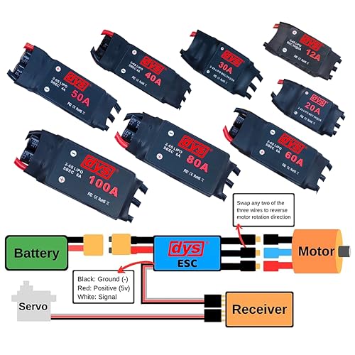 DYS 30A 2-4S Brushless ESC with 5V/2A BEC with XT60 & 3.5mm Plug for RC Fixed-Wing Aircraft Helicopter - color: Dys 30a Esc