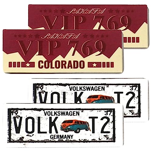 4PCS HIRCQOO Metal RC Car License Plate Kit Decorations Accessories Compatible with Traxxas TRX-4 Tamiya CC01 Axial SCX10 D90 1/10 RC Crawler Car (VIP769+VOLKT2) - style: VIP769+VOLKT2