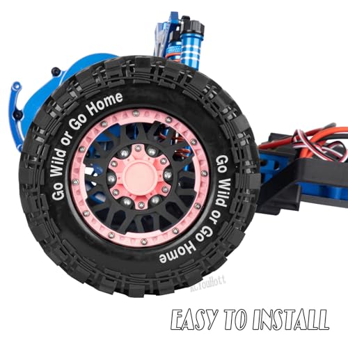 RC Truck Tires Wheel for 1/10 Big Rock Granite Vortek 3s / Stampede Rustler RC Car,4-Pack RC Wheels Tires Plastic Wheels w/12mm/14mm/17mm Replaceable Hex,Pink-Black - color: Pink-black- (Rc Tires Wheel)