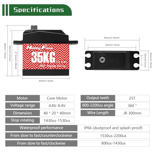 Aluminum RC Winch Double Stent Rescue Set Truck Tow Crane Arm Wrecker Kit with 360° 35KG Servo for 1/10 SCX10 TRX4 RC Crawler and Trailer RC Upgrade Parts (Black & Red), Red Servo - color: Black & Red, Red Servo