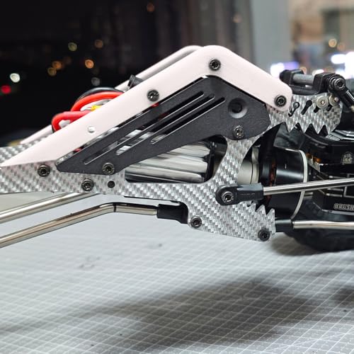 Wolf-Head Carbon Fiber LCG Chassis Kit, Silver Rails | With 3D Printed Panels Electronics Tray, Forward Angled Delrin Skid Plate, for 1/10 RC Crawler 1.9S Cheater Rigs Comp Builds - color: Silver Kit