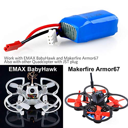 400mAh 2S 7.4V 30C LiPo Battery with JST Plug for Micro FPV Racing Drone | Crazepony 2PCS 2S Lipo Battery Pack for Quadcopter
