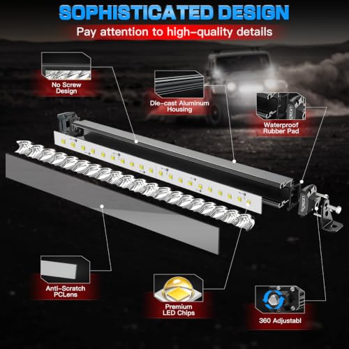 22In LED Light Bar+4In LED Cube Pod Lights with Wiring Harness Kit | Spot Flood Combo Single Row Straight Off Road Driving Work Light Bar 3Pin Rocker Switch for Je-ep Pickup Golf Car Tractor GMC