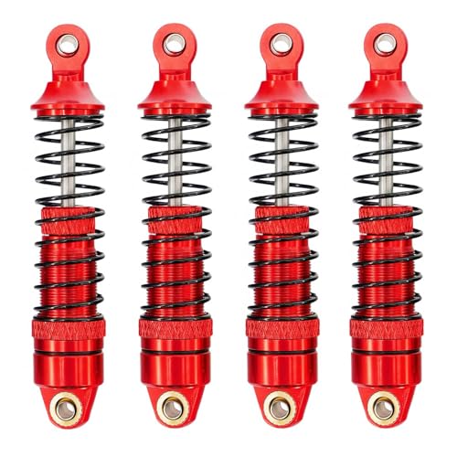 1/18 RC Aluminum Shock Absorbers Set 67mm, Pre-Assembled Suspension Damper Kit for RC Cars, Front Rear Upgrade Parts, 4PCS (Red) - color: Red