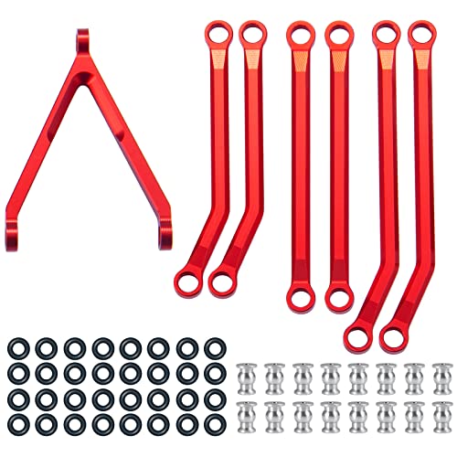 7PCS/Set Aluminum High Clearance Chassis Links Suspension Linkage Set Compatible with 1/24 Axial SCX24 AXI00001 AXI00002 AXI00006 Upgrades (Red) | 7PCS/Set High Clearance Chassis Links Compatible with 1/24 Axial SCX24 AXI00001 AXI00002 AXI00006 Upgrades (