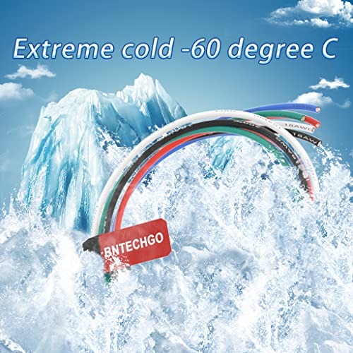 BNTECHGO 18 Gauge Silicone Wire Kit Red Black White Blue and Green Each 5ft 18 AWG Stranded Tinned Copper Wire | Flexible 18 Gauge Stranded Wire Silicone Rubber Insulation For RC Models, Drone, Robot, Battery, EV Charger, 3D Printer, DIY - size: 5 Colors