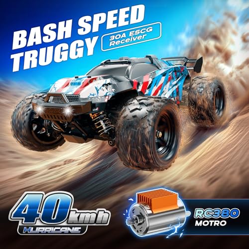 RC Cars 1:18 Entry-Level RC Car for Adults & Boys, All-Metal drivetrain Off-Road RC Racing Truck 40 km/h, Carros de Control Remoto 4x4 with 2 Batteries, Fast Remote Control Car for Adults - color: Blue