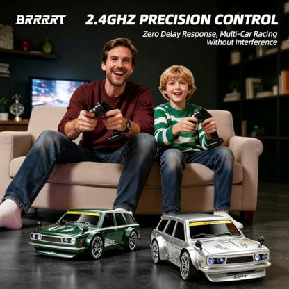 1:24 RC Drift Car,20KM/H 4WD High Speed Remote Control Cars with LED Lights,Adjustable High Speed/Low Speed Ddrift Car,Extra Drifting Tires,Speed Racing Sport Toy Car for Boys and Girls Age 6+ - style: Green Drift Car