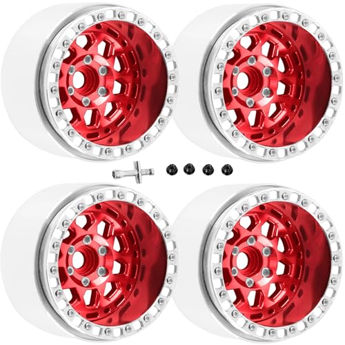 RC Alloy 2.2 Beadlock Wheels for 1/10 SCX10 Capra AMG 6x6 TRX4 Red cat Gen8 Everest Gen7 Pro RC Crawler,Alunium 2.2 Beadlock rc Wheels 2.2 Beadlock Rims,4pcs,Red - color: Red(4pcs)