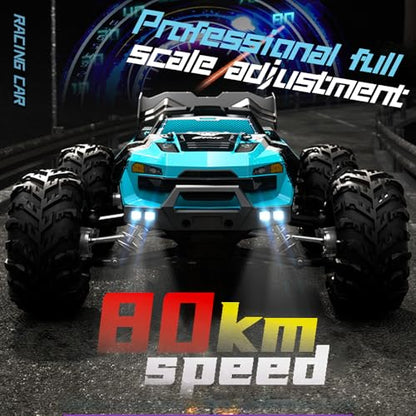 X-Verse SG116MAX 1/16 Brushless RC Cars for Adults Fast 50 mph, RC Trucks Offroad Waterproof, 4WD High Speed Drift RC Car, All Terrain RC Truggy (3 Battery) - color: Sg116max Blue
