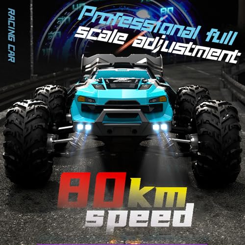 X-Verse SG116MAX 1/16 Brushless RC Cars for Adults Fast 50 mph, RC Trucks Offroad Waterproof, 4WD High Speed Drift RC Car, All Terrain RC Truggy (3 Battery) - color: Sg116max Blue