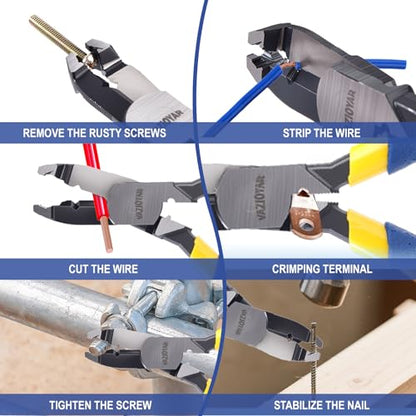 Multi-Function Screw Extractor Pliers, Non-Slip Screw Removal Tool, Extracts Stripped, Rusted Screws, Stripped Screw Remover Tool, Lineman Plier for Quickly Removal of Damaged or Rusted Fasteners