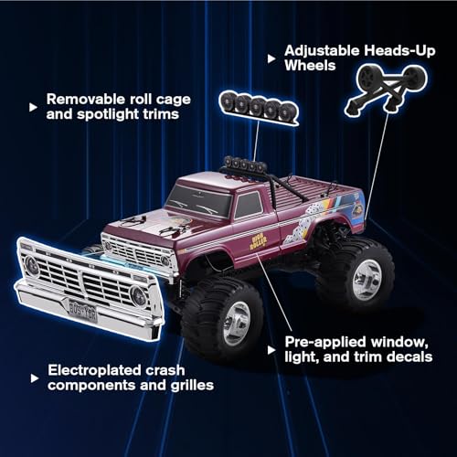 FMS 1/10 Ford F-100 RC Monster Truck, RS Without Battery, Hobby Grade RC Crawler 2WD Off-Road Truck for Adults (First Blood) - style: First Blood