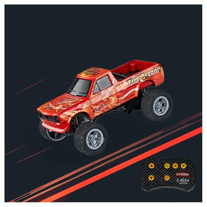 1/64 Scale Alloy RC Car 2.4GHZ Off-Road Remote Control Car with Trailer Three Speed Adjustment Small RC Truck Gifts for Christmas Day Birthday (HB10 Red) - style: HB10 Red