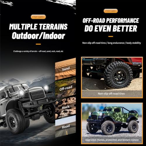 1/18 Scale RC Pickup Truck for Adult, 2.4GHz 4WD Off-Road Remote Control Drift Car, RC Rock Crawler with LED Lights, 12km/h High Speed & Waterproof ESC - color: Blue, size: 2 Battery
