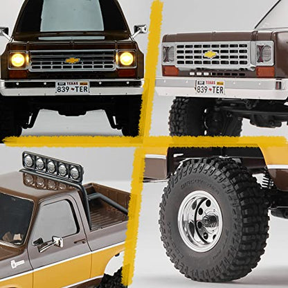 BEEZRC FMS 1/24 FCX24S Chevy K5 Blazer S RC Crawler, Officially Licensed RC Rock Crawler, RC Pickup Truck SUV 4WD 2.4GHz Hobby RC Model, 8km/h Mini Car,Off-Road Remote Control Car for Adults(Brown) - color: Brown
