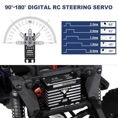 HobbyPark 828oz-in 60kg Servo High Torque Waterproof RC Steering Servo Metal Gears Stainless Steel Aluminum Case for 1/6 1/7 1/8 1/10 RC Crawler Car Truck Buggy HV, Powerful & Fast (Coreless Motor)