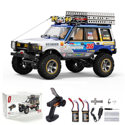 JXC LR1801 RC Crawler, 1/18 Scale 4WD Off Road RC Crawler with 3-Speed Mechanical Transmission with Reverse Rotation, Full-Proportional 2.4GHz, 40 Mins, LED Lights, RTR Rock Crawler (Blue)
