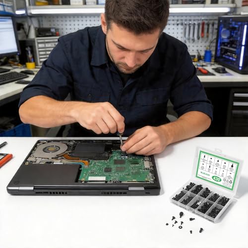 430Pcs Computer Screws Assortment Kit with Motherboard Standoffs & Screws, Computer Case Screws for SSD, Hard Drive, GPU, Fan & More PC Parts, Ideal for DIY PC Maintenance