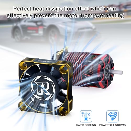 2Pack 40mm Motor Cooling Fan,16000RPM ESC Cooling Fan Fits 56mm 55mm 58mm Diameter Motor for 1/8 1/10 RC Truck Car (Black Gold) - style: 2pack Black Glod