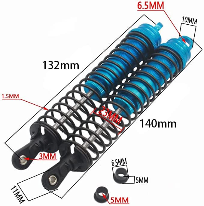 Oil Adjustable Aluminum 140mm Shock Absorber Damper For Rc Car 1/8 Buggy Truck Upgraded Hop-Up Parts Hsp Hpi Losi Axial 4PCS/set (Blue) - color: Blue