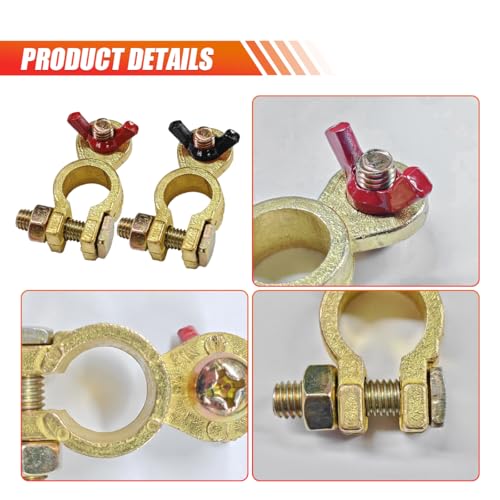 Car Battery Terminal Connector, Battery Terminal Clamps Negative and Positive, Pure Copper Quick Release Cable End Top Post Clip, Battery Terminal Assortment Kit for Car Truck RV Boat (Conical Mouth) - size: Conical Mouth