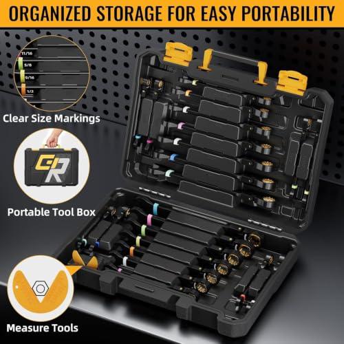 GRENPRO 23PC Flex Head Ratcheting Wrench Set SAE & Metric Combination Sets | 1/4"-3/4"&6-18mm Bolt Gauge, Electro-Coated 72-Tooth 180° Open End 12Pt, Color Rings, Roll Pouch for Auto&Home Repair - style: Flex Head Ratcheting Wrench Set with Color Ring (Me