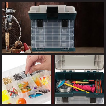 Stalwart Portable Tool Box Small Parts Organizer, Gray | With Drawers and Customizable Compartments for Hardware, Fishing Tackle Box, Beads, or Crafting Supplies - size: 10 inches (L) x 7 inches (W) x 10.5 inches (H)