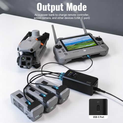 Matrice 4T/4E 200W Parallel Charging Hub for DJI Matrice 4 Series, Fast Multi Battery Charging Station, Charges 3 Batteries in 1hr 50min, 1.5" IPS LCD, 3 Smart Modes, 36W USB-C Drone Accessory