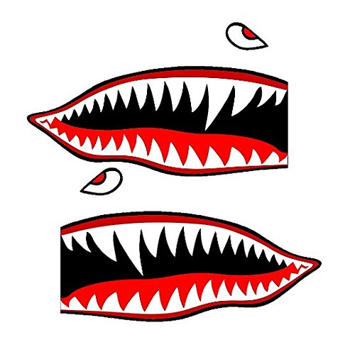 CustomDecals US Premium RC Plane Stickers Set of 2 (RC15) - Flying Tigars Shark Teeth 3" RC Airplane Sticker Decal - Waterproof, Fade-Resistant, Aircraft Graphics to Elevate Flying Experience
