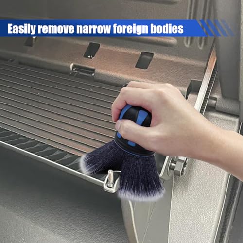 Car Detailing Brush, Ultra Soft Bristles XL Synthetic Brush Car Beauty Tools with Storage Rack, Auto Interior Cleaning Tool for Dashboard, Vents, Covers Large Area Inside and Outside Vehicles (Blue) - color: Blue