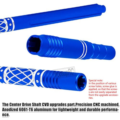 Upgrades Part Aluminum Center Slider Driveshafts Center Drive Shaft for 1/10 Kraton&Outcast 4X4 4S V2 BLX,Axles CVD Hops Up(Navy Blue) - color: Blue(for 1/10)