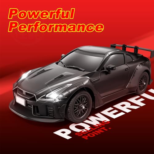 RC Drift Car, 1:16 Scales MN268 GTR Remote Control Drift Car with Gyro, LED Lights, Drifting Tires, 4WD 20 KM/H High Speed Drifting Vehicle Hobby RC Toys for Adults and Teens (2 Batteries)
