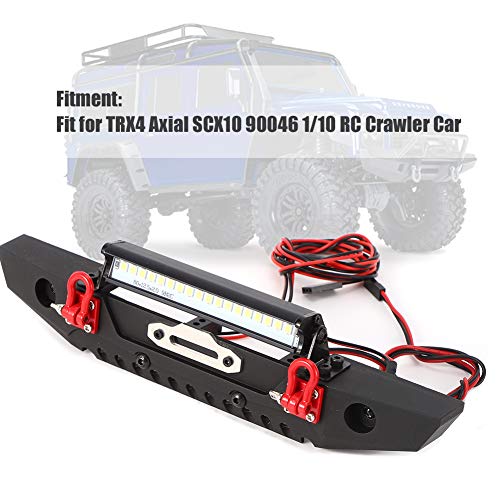 RC Crawler Bumper, Durable Anti-Collision Metal with LED Spotlights 1:10 Scale Rock Crawling Accessory for Off-Road Adventures, Hobbyists, Trail Exploration, and Extreme Terrain Enthusiasts