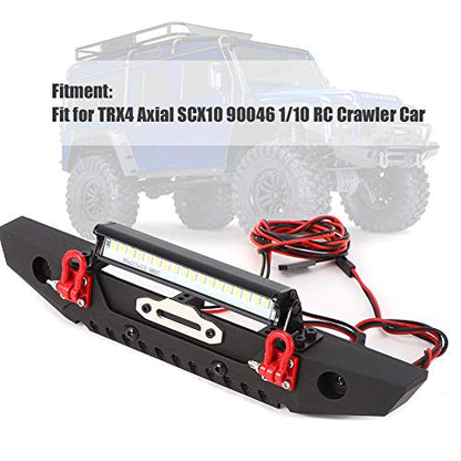 RC Crawler Bumper, Durable Anti-Collision Metal with LED Spotlights 1:10 Scale Rock Crawling Accessory for Off-Road Adventures, Hobbyists, Trail Exploration, and Extreme Terrain Enthusiasts