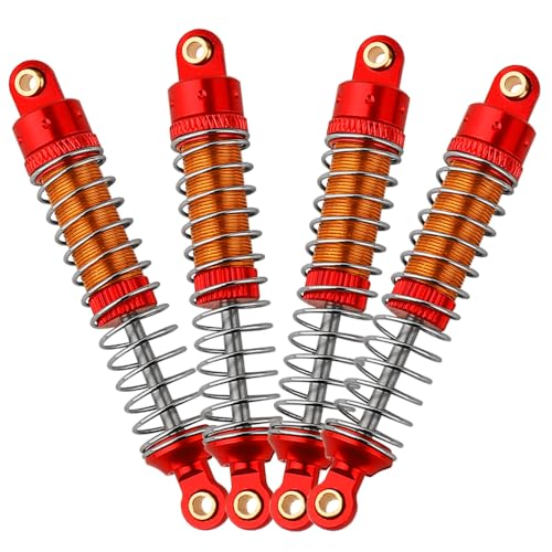 4PCS 53mm/59mm/66mm Aluminum Shocks Absorbers Oil Threaded Damper for 1/18 RC Crawler TRX4M TRX-4M Bronco Defender K10 Upgrade Parts,Silver Color Spring (66mm red) - color: 66mm red
