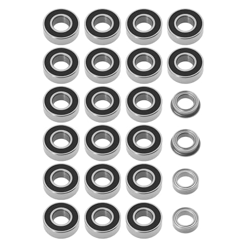 24Pcs RC Car Ball Race Bearing Upgrade Bearing Set Replacement Part 5x11x4mm 2RS 5x8x2.5mm ZZ 5x8x2.5mm Flanged Compatible with T-Amiya MF-01X