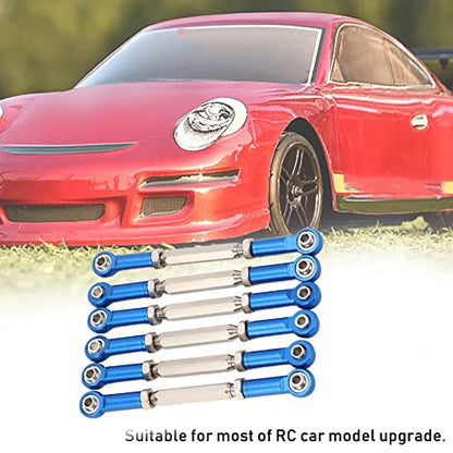 Drfeify 6Pcs Aluminum Alloy Adjustable Push Rods, Turnbuckle Rod Linkage Accessories with 5 Colors, for RC Car Series Upgrade (Blue) - color: Blue