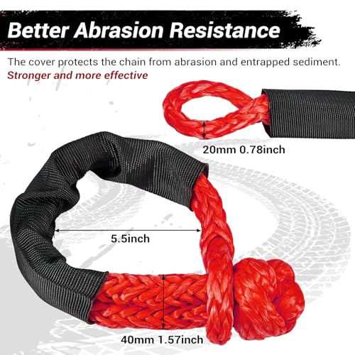 Soft Shackle & Winch Recovery Ring Kit 1/2" X 22" Synthetic Soft Shackle 56,000lbs 2PCS with 1 Rescue Ring for ATV UTV SUV Truck Offroad Vehicle Red - size: Red Shackles+ Black Ring